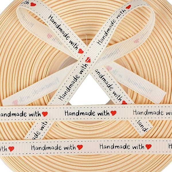 Blå drøm 50 yards 16mm off-white satinbånd, håndlavet