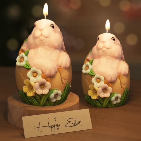 1 st Påskljusformar för DIY-hantverk, Påskljusform Vit Silikonform Påsktema Ljusformar 3D Söta Kanindesigner Hembakat Påsk R