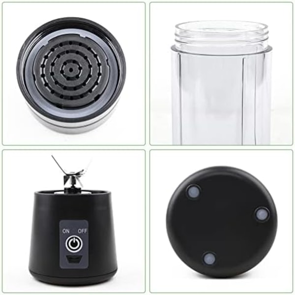 8,5x26,3cm Bärbar 380ml för Shakes och Smoothies: Personlig Storlek Enkelt Serverings Reseblandare, Mini Blender för Fruktjuice