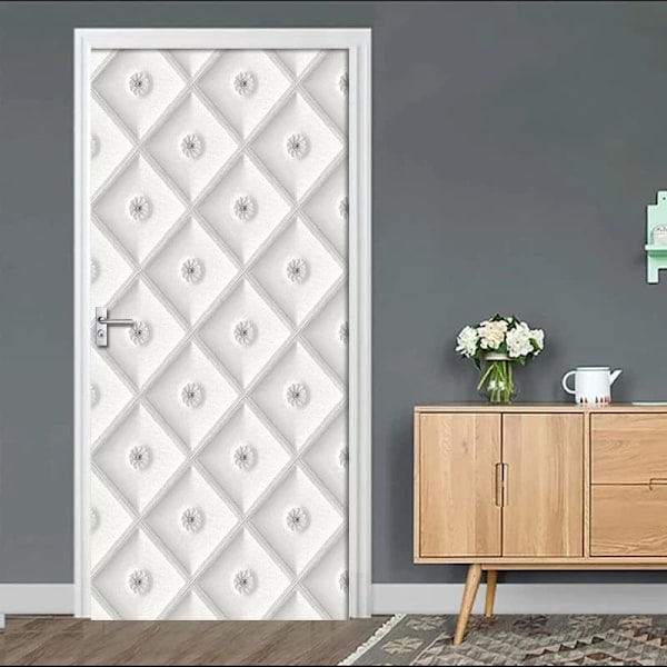 3D dörrdekal självhäftande papper vit stereoskopisk 3D, dörrdekal renovering självhäftande papper vattentät dörr