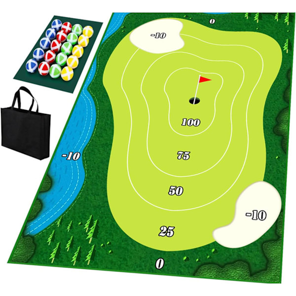 Bärbar inomhus/utomhus golfspel set med chipping golfspelmatta