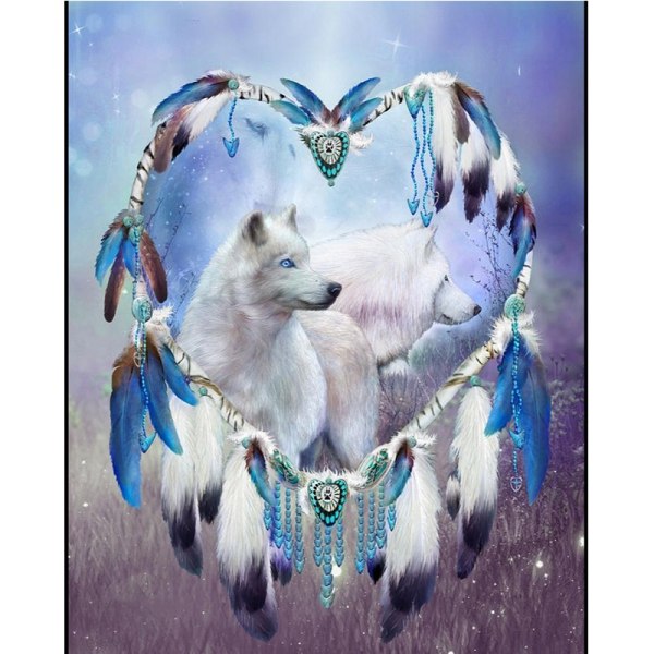 30x40 cm 5D Peinture Diamant DIY Complet, Snow Wolf capture dre