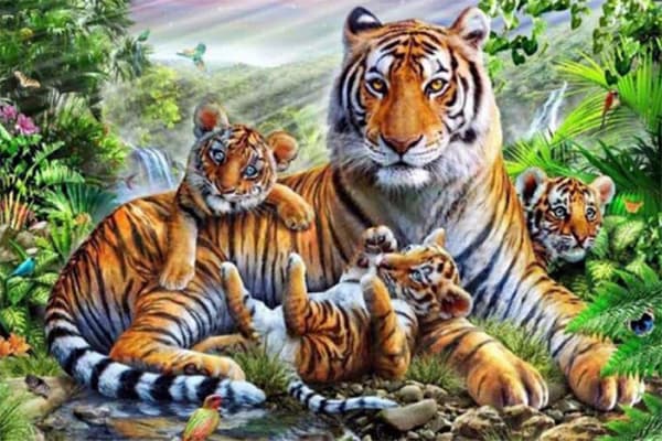 (30x40cm) 5D Diamantmålning Tiger 12