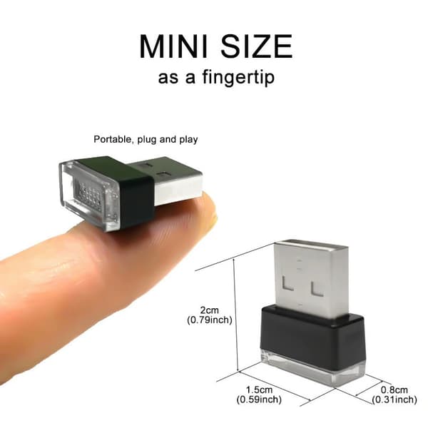USB Stämningsljus, LED för Bilinteriör, LED Bilinteriörbelysning, Bilinteriörbelysning, Interiörbelysning Bil - Ljusblå
