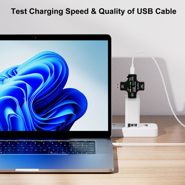 USB-tester Multimeter USB C Strømmåler og Spændingsmåler 3.6-32V 0-5.1A Tester 2 i 1 Voltmeter Amperem