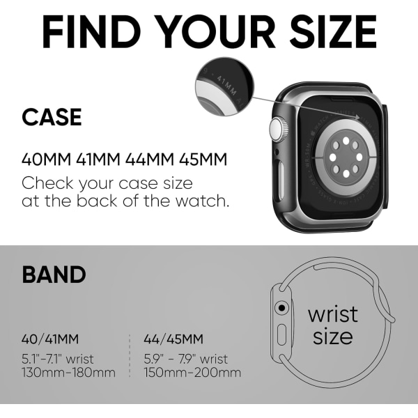 3-i-1 for Apple Watch-reimer 44mm med etui og skjermbeskytter, silikon sportsreim Black