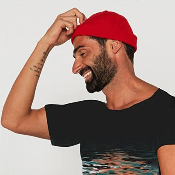 Swag Ull Stickad Keps med Krage Kort Fiskehatt för Män Kvinnor, Varm Vinterhatt
