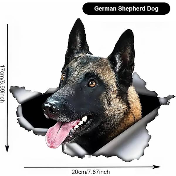 20cm auton tarra belgian malinois -koiran auton tarra 3D repaleinen tarra lemmikkikoiran tarra kannettavan tietokoneen tarra