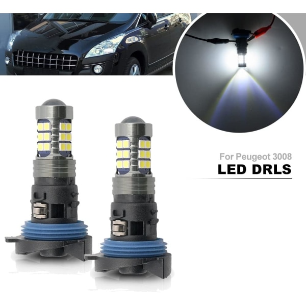 2 kpl LED DRL -päiväajovalopolttimo Peugeot 3008 5008 2009 -2016 HP24W Valeo 13625 6216F6