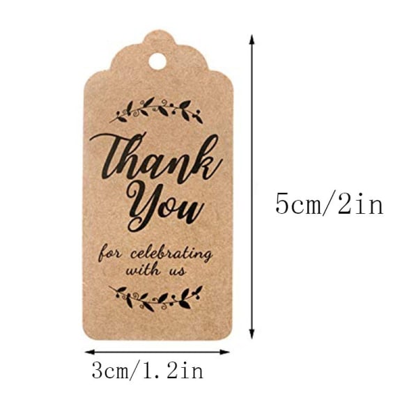 Pack of 100 Scalloped Kraft Paper Gift Tags, Brown, 5 x 3 cm, wit