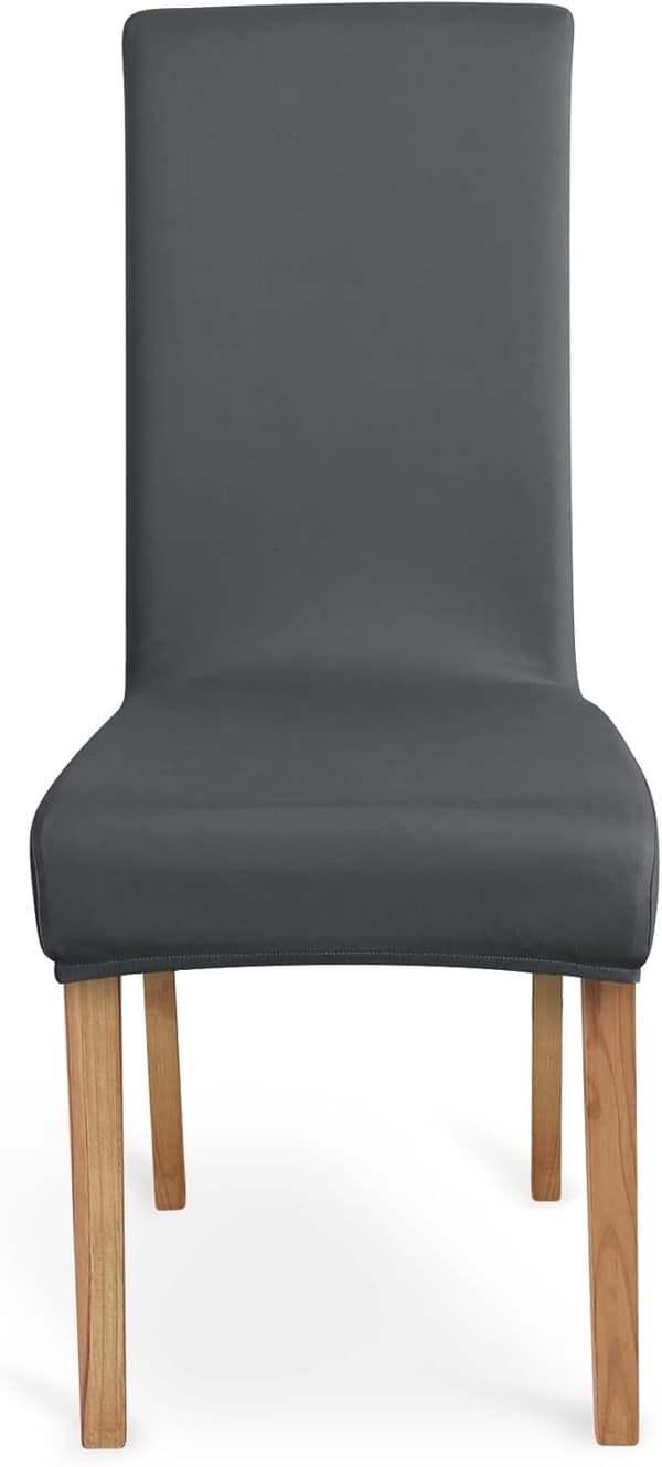 Set med 6 Stretch Matstolsöverdrag, 48x48x70 centimeter, Mörkgrå