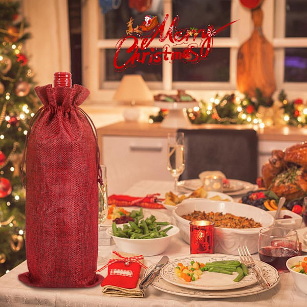 Rouge Vin 750ml Burlap Vinposer med Snørepakke med 10