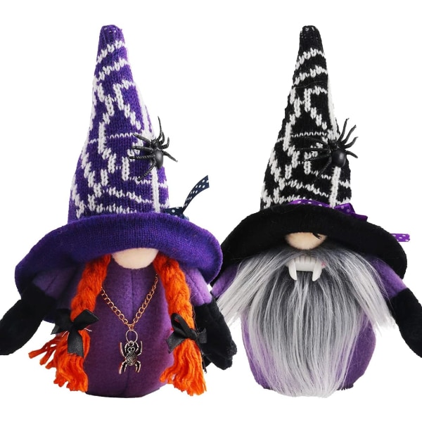 2st Halloween Gnome Dolls, par söta plyschdockor Hallowee