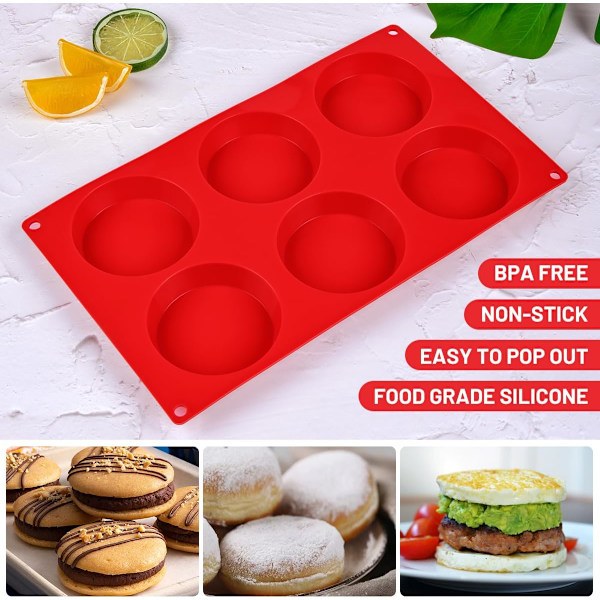 2-pak Muffin Topp-form, Silikon Eggformer for Frokostsandwicher 3 Tommer Rund Eggbakeform for Ovn Engelsk Muffins