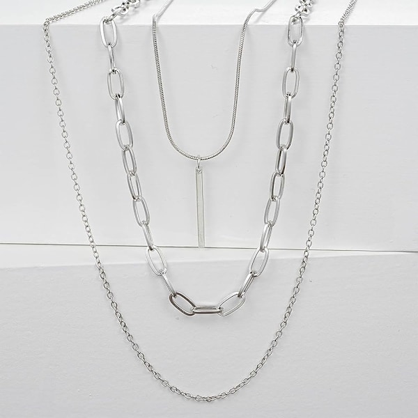 Lagdelt Barrette Halskæde Vertikal Barrette Vedhæng Halskæde Papirclips Lagdelt Halskæde Multi Layer Kæde Halskæde Choker