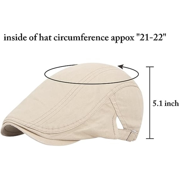 2-pack Khaki/Beige Newsboy-hattar för män, platt keps i bomull, justerbar