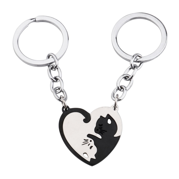 Par Keychain, Hjerteformet Katteelsker Nøglering Venskab