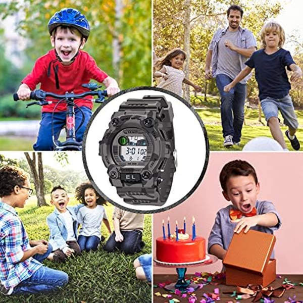 Pojkar Camouflage LED Sport Barnklocka Vattentät Digital Elektronisk Militär Armbandsur för Barn med Luminous Alarm S