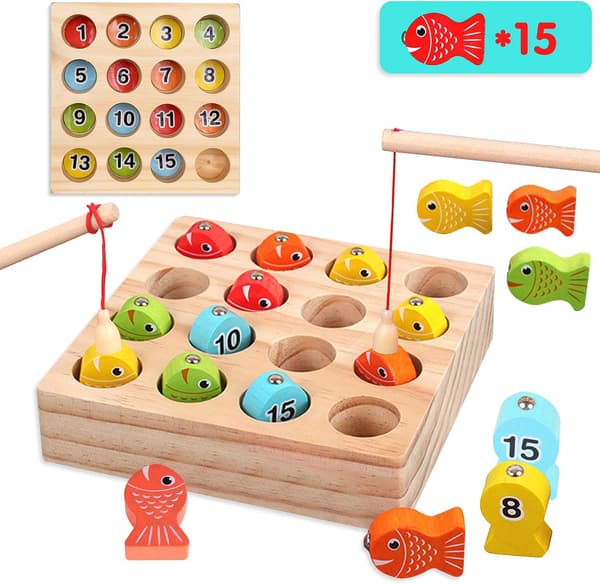 Träfiskespel, magnetiska fiskespel, pedagogiska leksaker