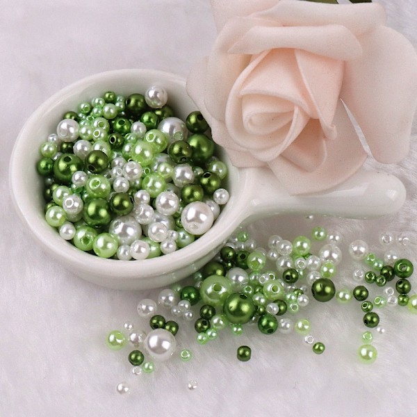 Jewelry making - Acrylic beads - 150pcs - green - Imitation pearl