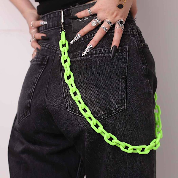 Hip Hop Jeans Bukser Kæde Punk Goth til Mænd Akryl Link Pung Kæde til Kvinder Hipster Chunky Tyk Pung Lomme Nøglekæde