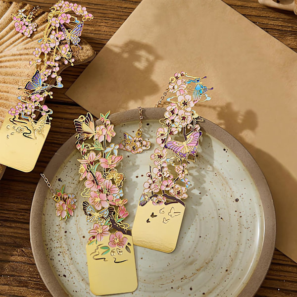 3 STK. Udsøgte blomsterbogmærker i metal, unikke delikate blomsterkunstbogmærker til kvindelige bogelskere, fødselsdagsgaver, mors dag, jul, lærerpåskønnelse