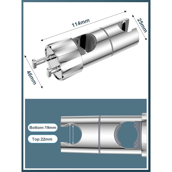 Suihkupään pidike - Universaali säädettävä suihkupään pidike 2 koukulla 16-28 mm suihkutangolle