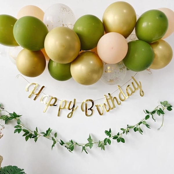 62 stk. Gyldne Olivengrønne Balloner til Baby Shower Dekoration