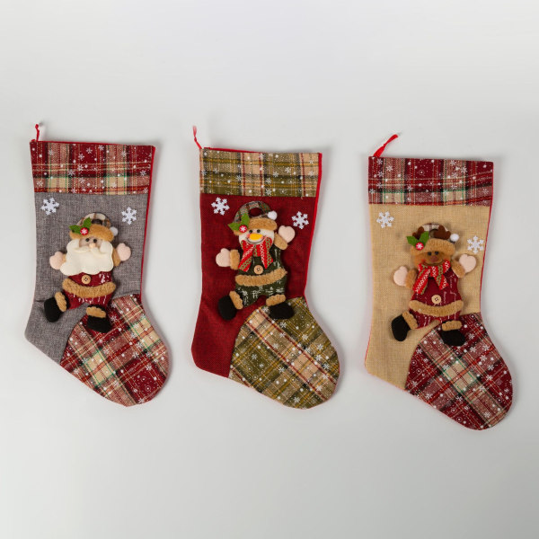 Pack of 3 Christmas socks with Santa, snowman and reindeer design