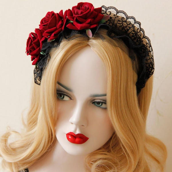 Blomsterkrone Hovedbånd Rose Hovedbeklædning til Piger Damer Kvinder Blomster Hovedbeklædning Festival Maid Gothic Hea