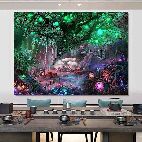 MH-(150 x 200cm) Elämänpuun seinävaate Psykedeelinen Elämänpuu Ta