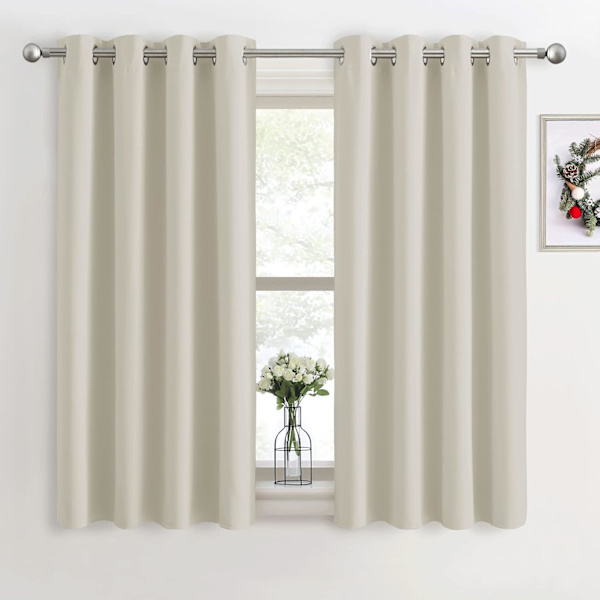 Makuuhuoneen pimennysverhot - 42 x 63 tuuman pimennysmateriaaliverhot olohuoneeseen lapsille Beige