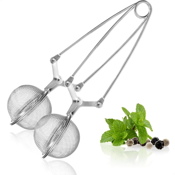 (02 styk - Ø 4,5 cm) 2x Te-tang - rustfrit stål teæg i form af en kugle - tebold - tebold - teinfuser
