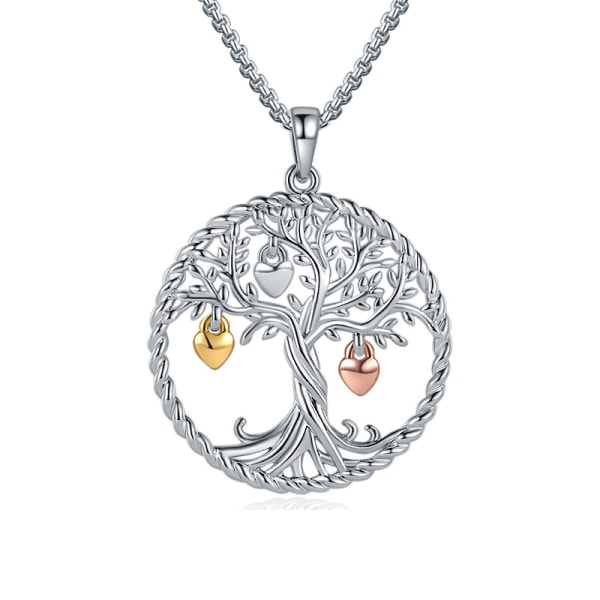 925 Sterling Silver Tree of Life Halsband Family Tree Pendan