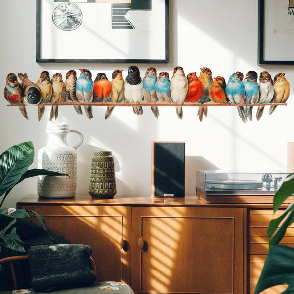 Akvarelli Birds -seinätarra, Creative Flying Bird Wall Sti