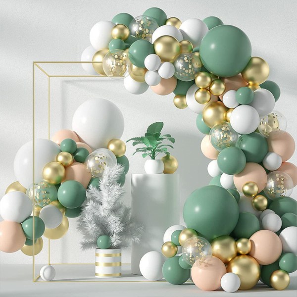 Olivengrøn fødselsdagsballonbue, Sage Green Confetti Ballo