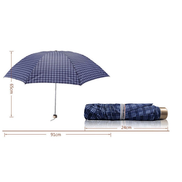 1 Bar Plaid Fair Umbrella Paradise Umbrella Tre-foldet Regelmæssig St