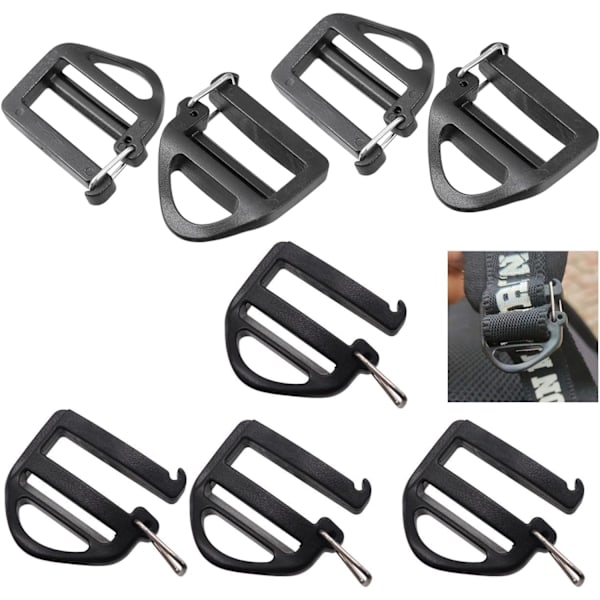 3,5×3,5×0,5 cm 8 Pak Webbing Hæklykke 25 mm 1'' Rem Spænde med Åben Lås Ende Spændeforbindelse Glide Spænder Ladde