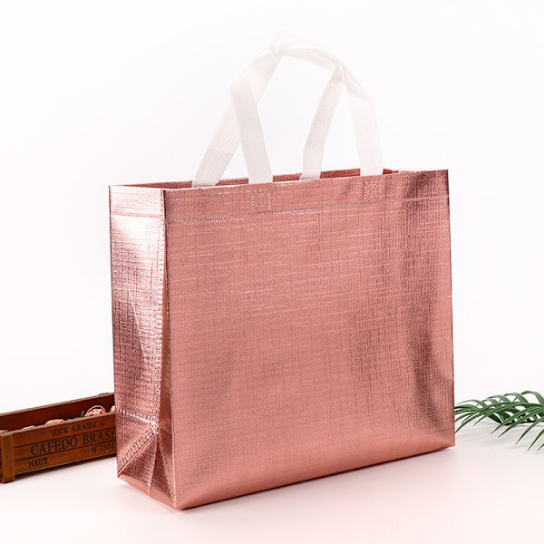 3 st glänsande återanvändbara presentpåsar, metalliskt guldglitter design semesterpresentpåsar med handtag och