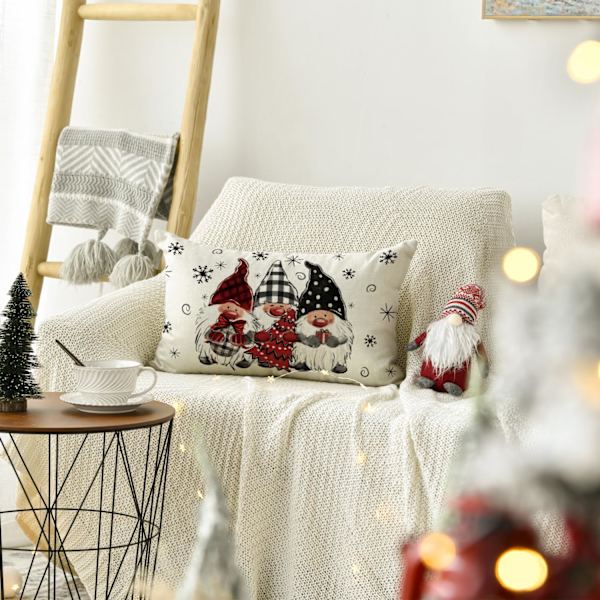30×50×1cm Julsnö Tomte Kuddfodral, 12 x 20 Tum Vintersemester Kuddfodral Dekoration för Soffa