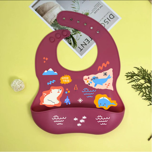 4-delt Silikon Baby-Smekke Vandtæt, Blød, Unisex, 10-72 Måneder (Baby Sæl, Lille Hvid Kanin