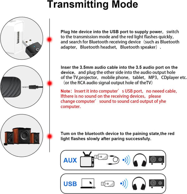 USB Bluetooth-adapter Bluetooth-dongel för PC Bluetooth-sändare