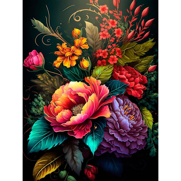 1 stk Generisk Blomster Diamantmalerisett for Voksne, DIY Diamantkunst Blomstersett for Voksne, Gem Art Sett for Voksne