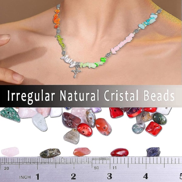 Gemstone Beads Crushed Uregelmessige Perler Sett Natural Stone Cry