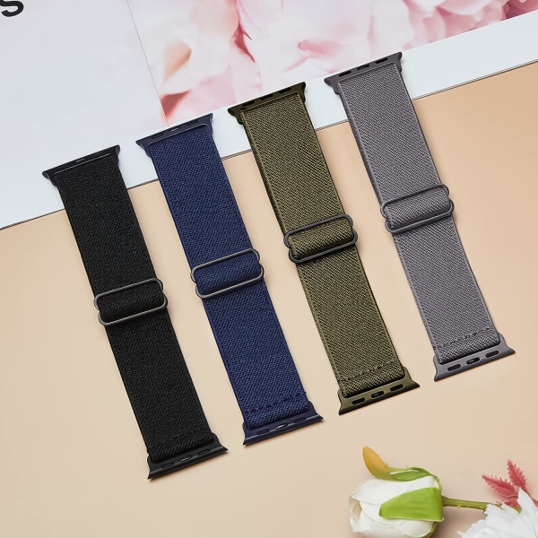 4-pack Stretch Nylon Elastiska Band Kompatibla med Apple Watch