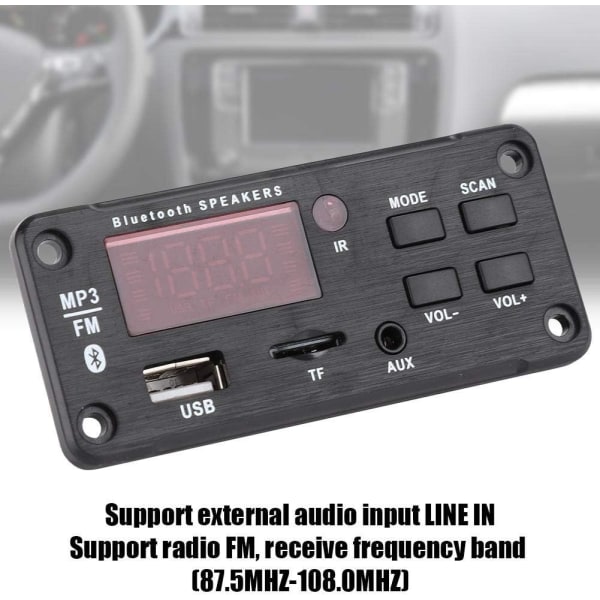 USB MP3 -dekooderikortti Auton äänentoisto Bluetooth MP3 -dekooderikortti Bluetooth 5.0 Handsfree-puheluäänitys