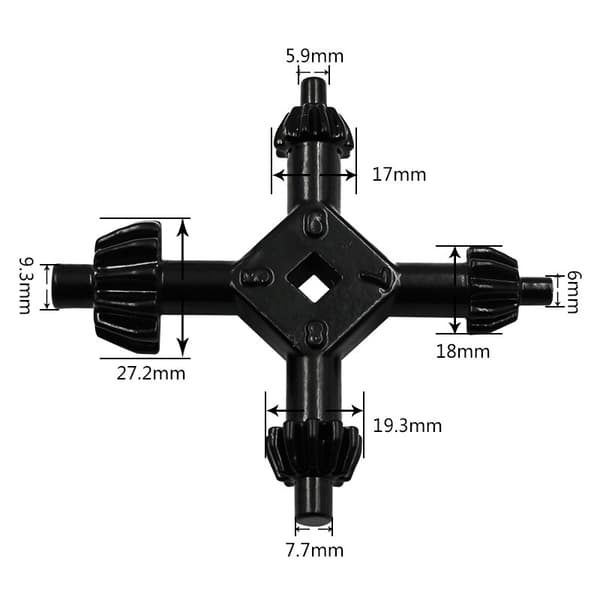 Universal Chuck Key, 4 i 1 Chuck Key, Svart Multifunksjons Drill