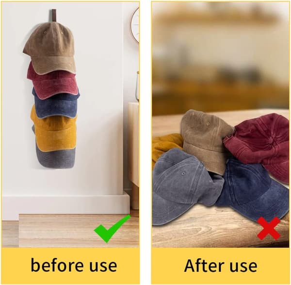 Pack Baseball Cap Hat Rack, Trähatt Organizer Väggmonterad, Vertikal Väggmonterad Hattställ för Garderob, Dörr