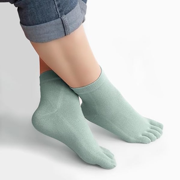 2 paria split-toe urheilupuuvilla sukat, pehmeät ja hengittävät green + gray