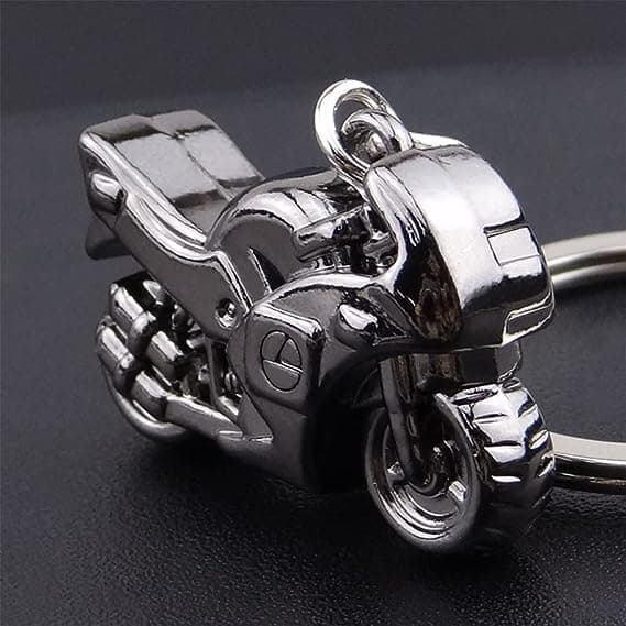 2 stk. Mini motorcykel nøglering i krom metal